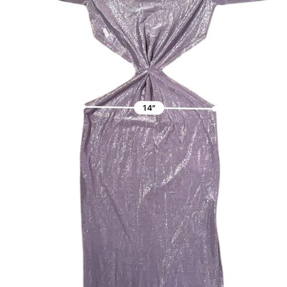 RTR Bronx & Banco Amara Lilac Cut Out Side Slit Long Sleeve Maxi Dress Sz 4 - Picture 15 of 16